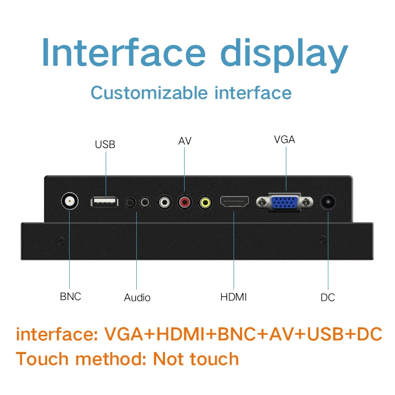 12 ''/12,1 дюймов монитор промышленный Дисплей VGA/HDMI/BNC/AV/USB 1024*768 не сенсорный экран - Цвет: VGA HDMI BNC AV USB