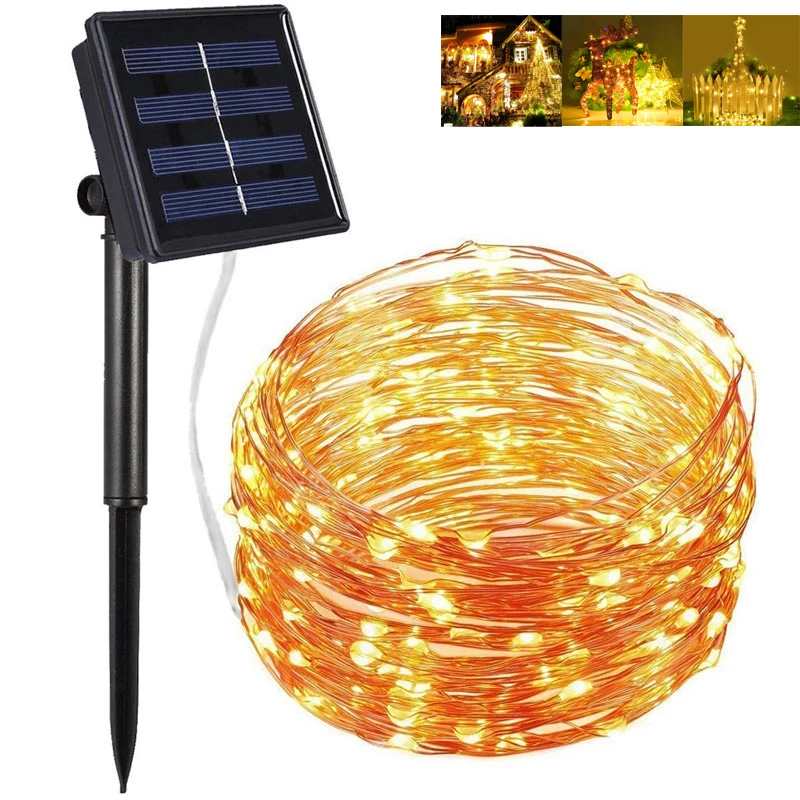 

200 LEDs Solar Powered String Fairy Light For Mason Jar Garland s Lid with Hangers Cover Insert Strings