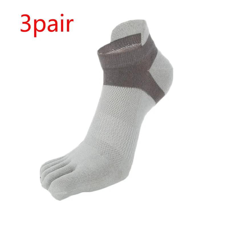3pair grey 1/2/3 пары в упаковке носки с отдельными пятью пальцами ног сетчатая воздухопроницаемая комфортная обувь Для мужчин носки всесезонные Non-slip прочный эластичный из хлопка с фирменным логотипом Колготки чулочно-носочные изделия - Цвет: 3pair grey