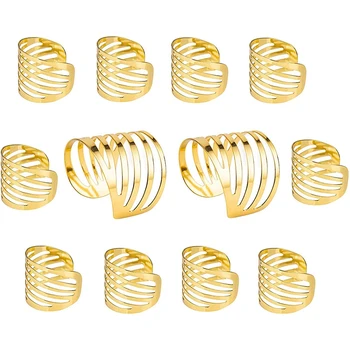 

12 Pcs Napkin Rings Dinner Table Napkin Holders Napkin Rings Wedding Party Napkin Holders Festival Decoration,Golden
