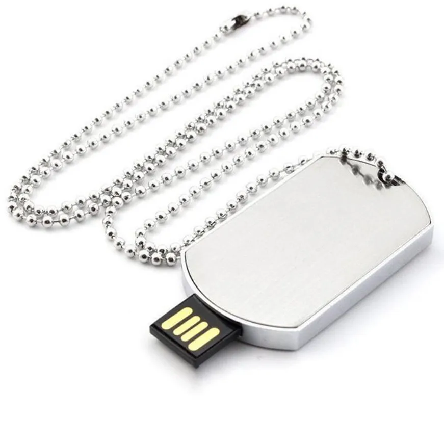 

Custom DIY LOGO Metal Dog Tag usb 2.0 memory flash stick pen drive with Necklace