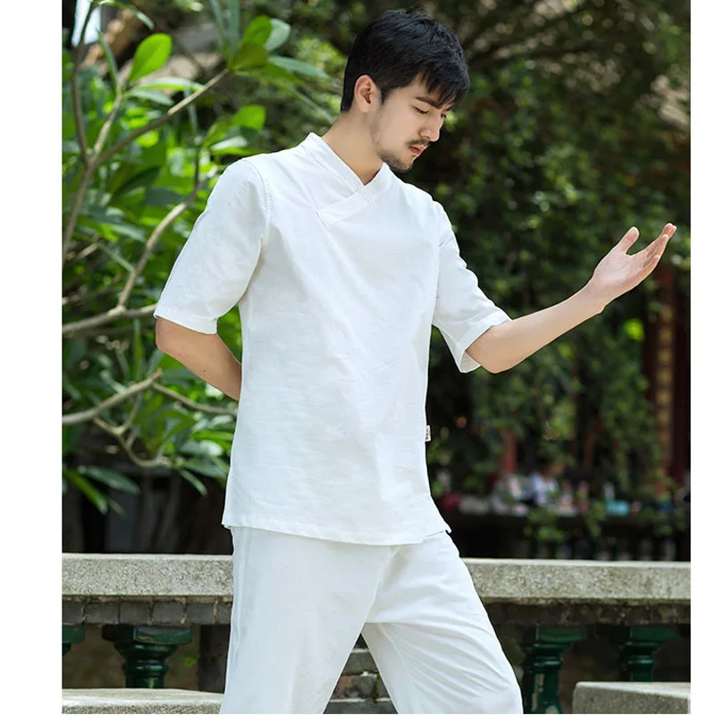 Uniforme Kung Fu одежда для ушу Китайская традиционная мужская одежда форма для Кунг Фу мужской короткий рукав тайчи Йога тренировки одежда
