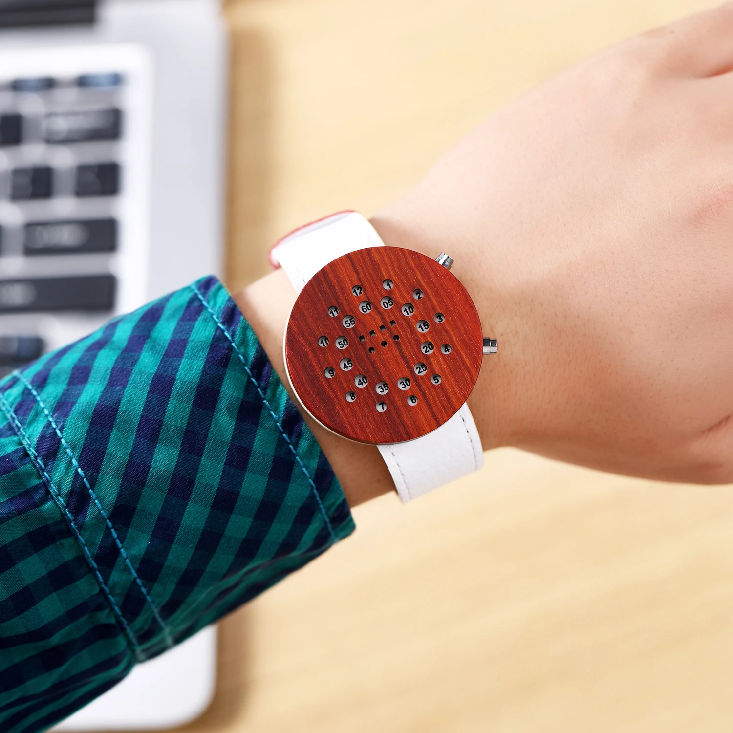 Led Watch Digital Watch Leather Wooden 