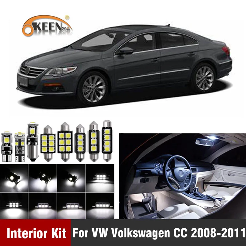 

12Pcs Canbus Led Blub Car Interior Light Kit For VW Volkswagen CC 2008-2011 Map Dome Trunk Plate Light Car Accessories