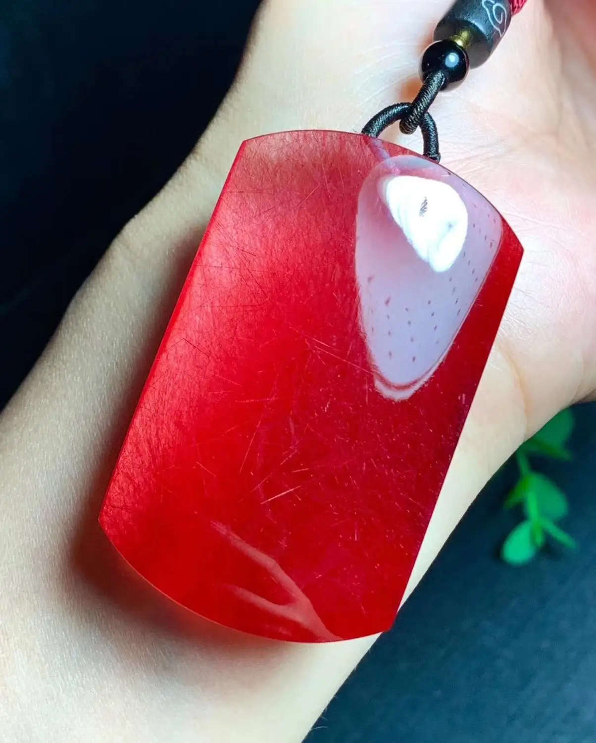 Натуральный красный Rutilated Кварцевый кулон драгоценный камень подарок для