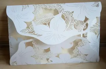

Free Shipping 1X White Red Gold Tree Pocket Wedding Invitation Card Laser cut wedding invitations greeting Invite with envelope