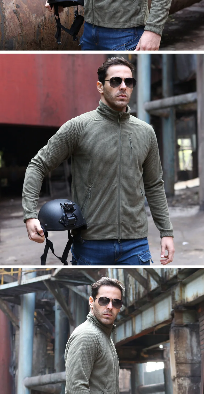 Men Outdoor Autumn Winter Military Tactical Jacket Polar Fleece Wear resistant Breathable Jackets Climbing Hunting Training Coat