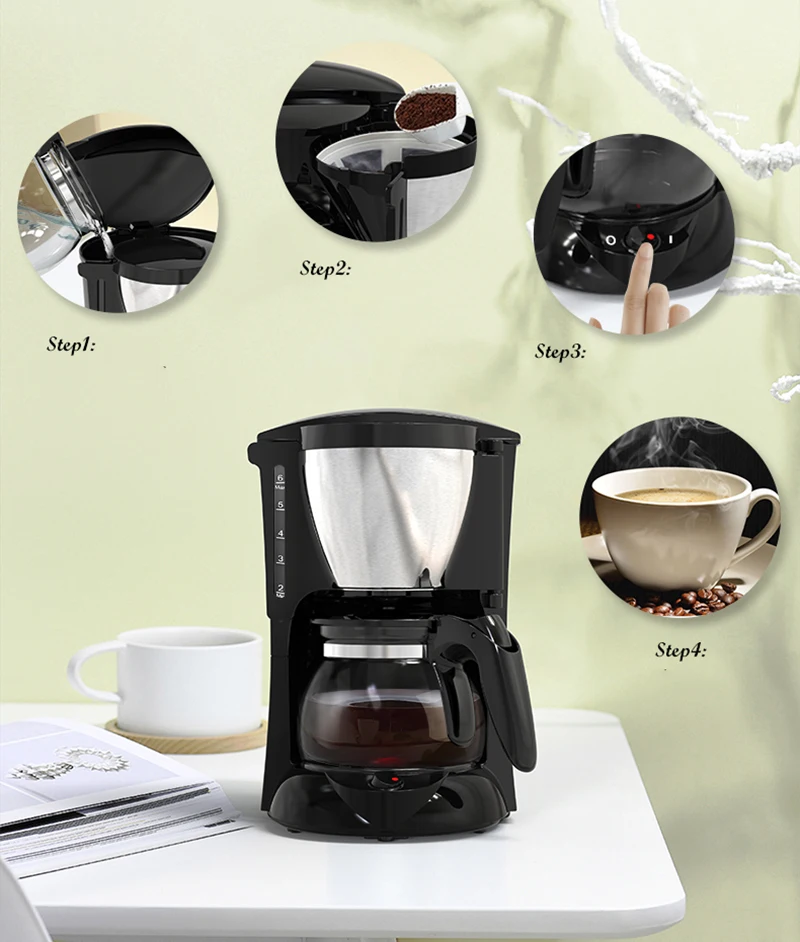 Cafetera americana alemana para el hogar, pequeña cafetera de goteo  automática para una persona, máquina todo en uno para oficina|Molinillos de  café manuales| - AliExpress