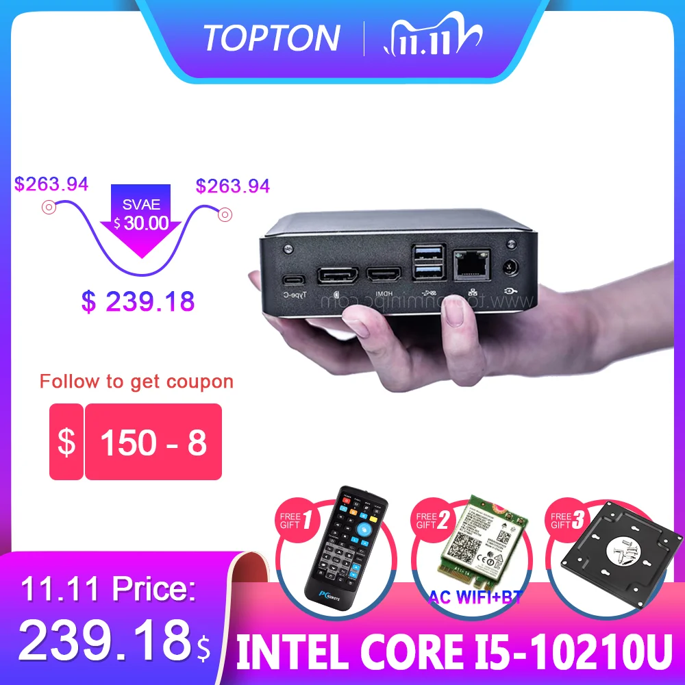 Powerful Game Mini Pc Windows 10 Pro Intel I7 10510u I5 10210u 2 Ddr4 M 2 Nuc Ultra Compact Pc Type C 4k 60hz Hdmi2 0 Dp Vesa Mini Pc Aliexpress