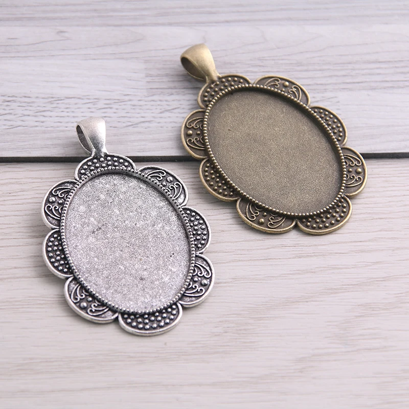 

SWEET BELL 6pcs 7.8g Two Color Time Cabochon Base Setting Charms Pendant Fit 25*35mm Square Glass Cabochons