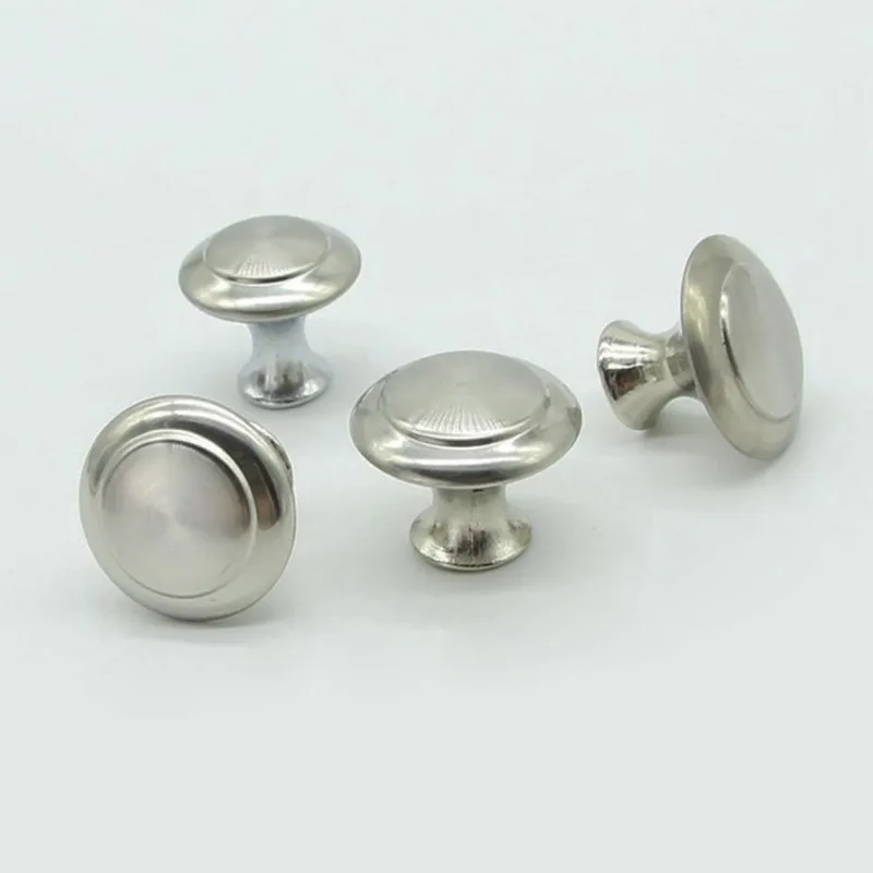 30PCS Single-hole Round Stainless Steel Handle with Screw Kitchen Cupboard Drawer door catch Handles Knobs Hardware Accessories