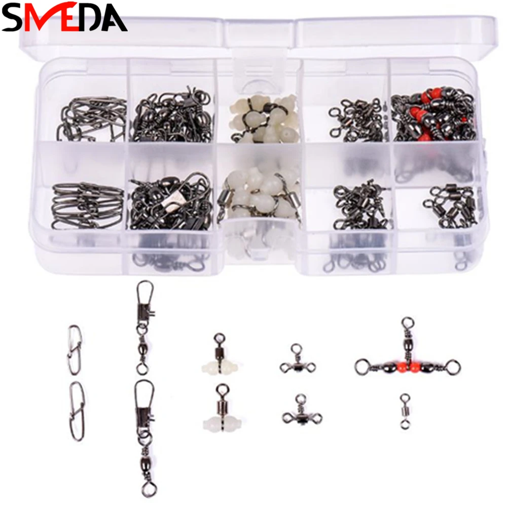 

Lures Pin Fishing Connector 100PCS Bearing Swivel Solid Ring Fishing Connector Barrel Rolling Swivel Lure Goods For Fishing Sea