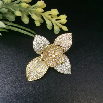 

Vanifin Fashion Jewelry Delicate Clover Brooch Pendant Dual Use for Wedding Party Micro Pave Popular Gift