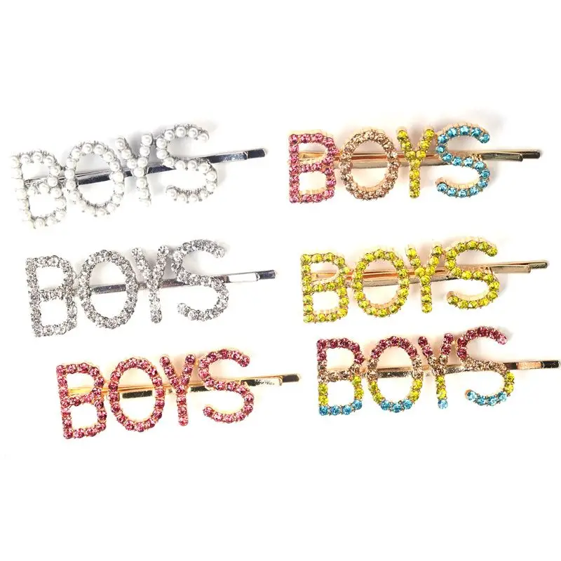 6 Pcs set Women Girls Bangs Side Clip Shiny Letter Hairpin Inlaid Rhinestone Charm Lady Hair 2