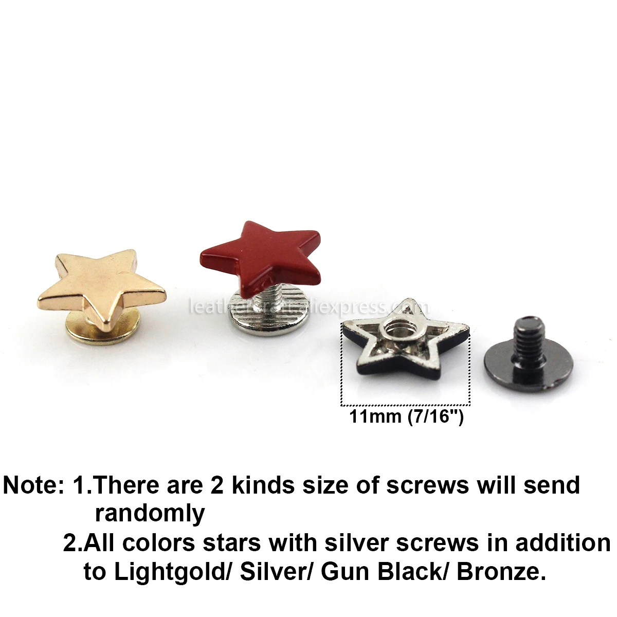 Description Picture 2 of item10pcs Metal Stars Rivets with Screw Punk Screwback Studs More Color Bag Clothing Garment Shoes Hat Leather Belt DIY Decor