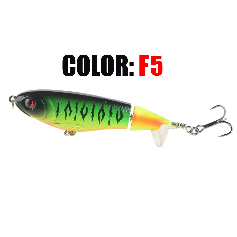 F5 1 шт. качество Whopper Plopper 90 мм/17 г Топ воды Поппер жесткая приманка для рыбалки воблеры вращающийся мягкий хвост рыболовные снасти - Цвет: F5