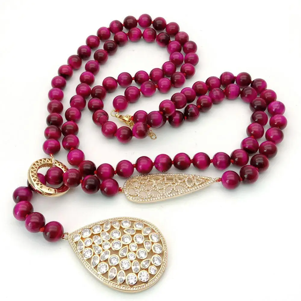 Длинное ожерелье тигровый глаз длинная цепочка с подвеской в форме слезы