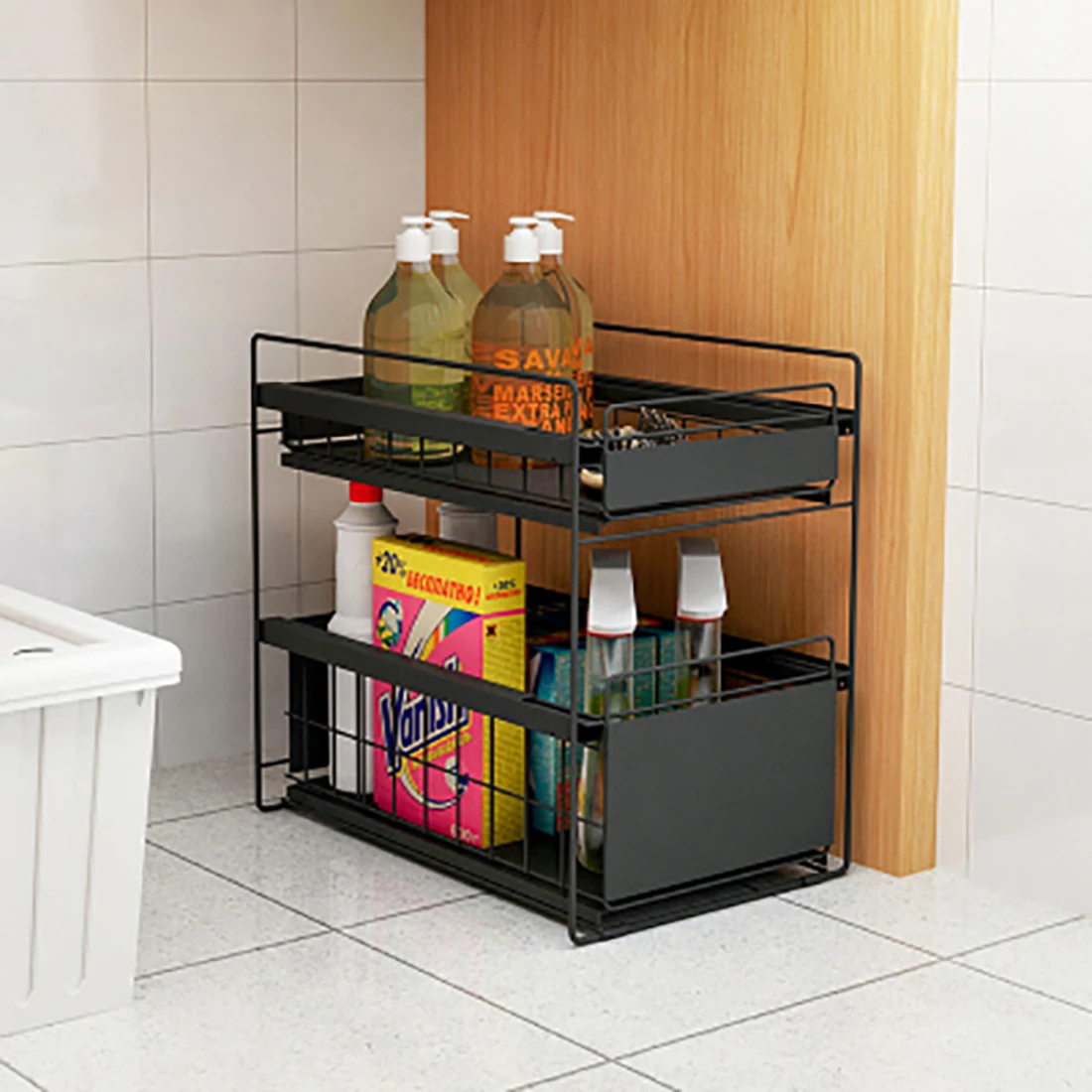 Xionggu Group Iron Drawer Kitchen Under Sink Cabinet Storage Rack