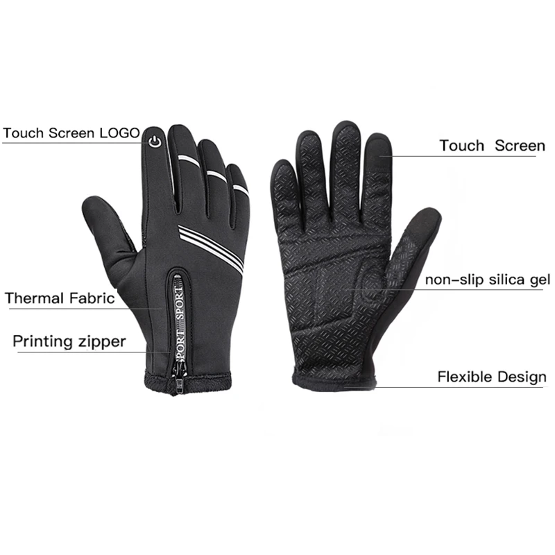 Full Finger Cycling Gloves Winter Touch Screen Thermal Fleece Bike Gloves MTB Sport Bicycle Guantes Women Men Guantes Ciclismo