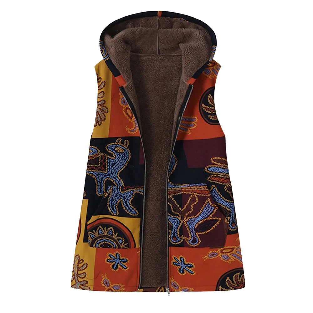 2019 Hot Sale Womens Winter Vest Casual Sleeveless Zip Hooded Slim Fleece Pocket Keep Warm Waistcoat Jacket Plus Size | Женская одежда