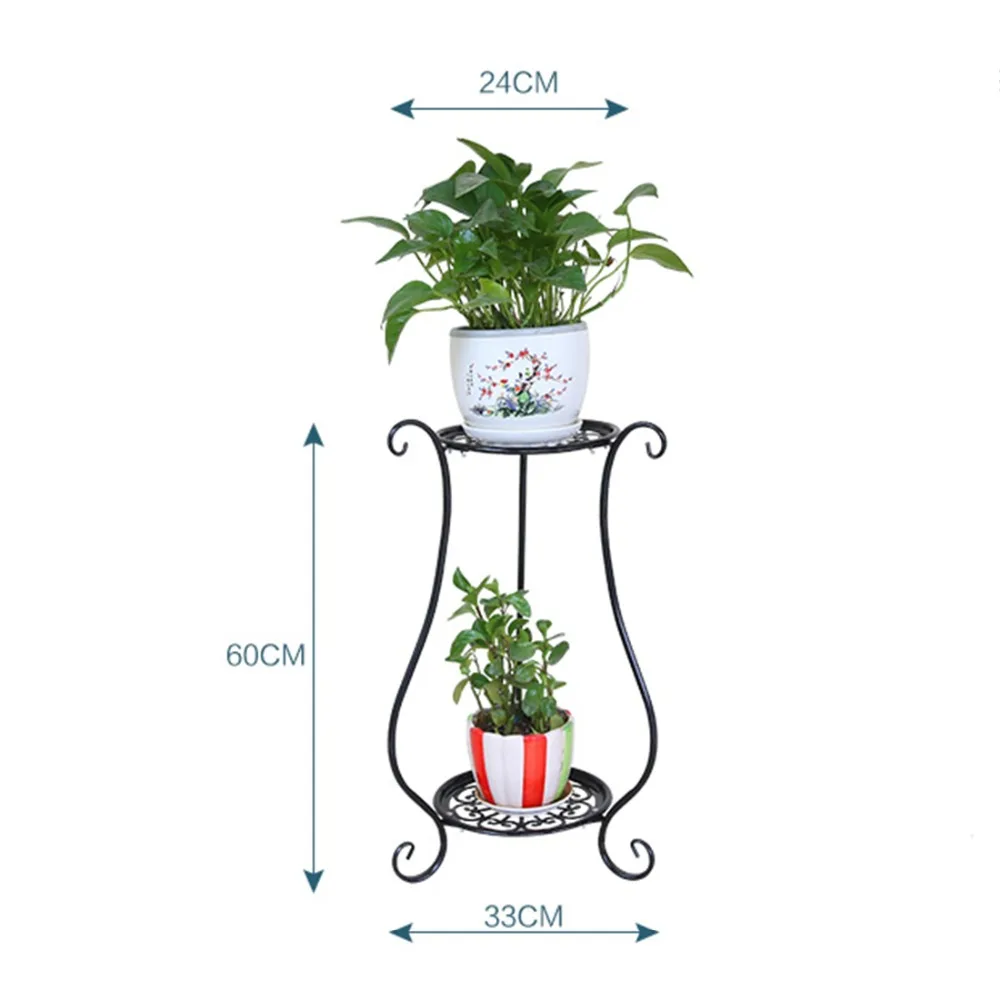 Dual-Layer Iron Art Pergola for Bonsai Pot Balcony Plant Pot Stand Simple Indoor Outdoor Gardenpot Base Holder Shlef Garden