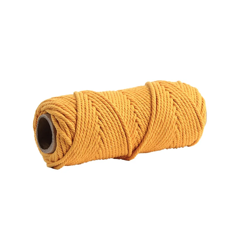 Yellow 4 мм, хлопок, домашний тканый шнур макраме, гобелен, декоративное искусство и ремесла, веревка, шпагат, хлопковая нить, китайский шнур с узлом - Цвет: Yellow