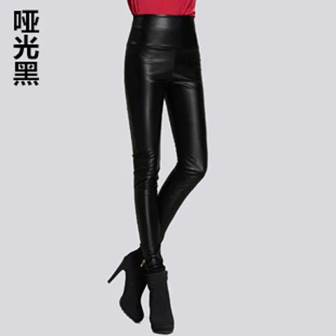 Women Tight Trouser Autumn Winter Women Thin Velvet PU Leather Pants Female Sexy Elastic Stretch Faux Leather Skinny Pencil Pant tiktok leggings amazon Leggings