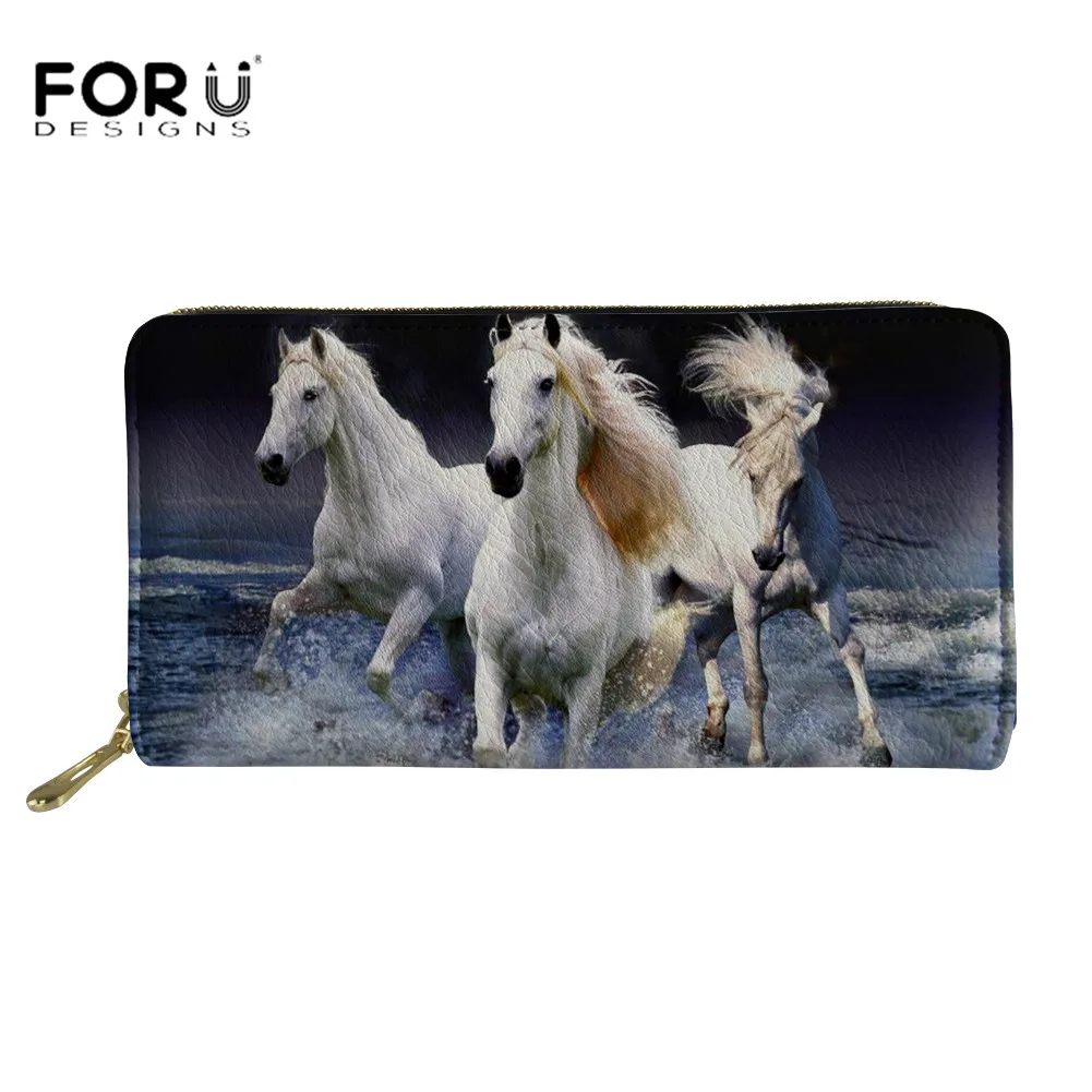 YY0819Z21 FORUDESIGNS/бумажник из искусственной кожи с принтом лошади и кошелек клатч большой емкости карман бумажник на молнии Женский держатель для карт кошельки на молнии - Цвет: YY0819Z21