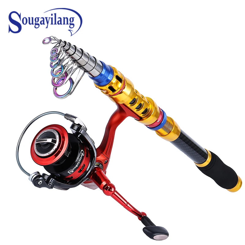 

Sougayilang 1.8m-3.3m Carbon Fiber Eva Handle Retractable Spinning Fishing Pole and 13+1bb Spinning Fishing Reel Combo