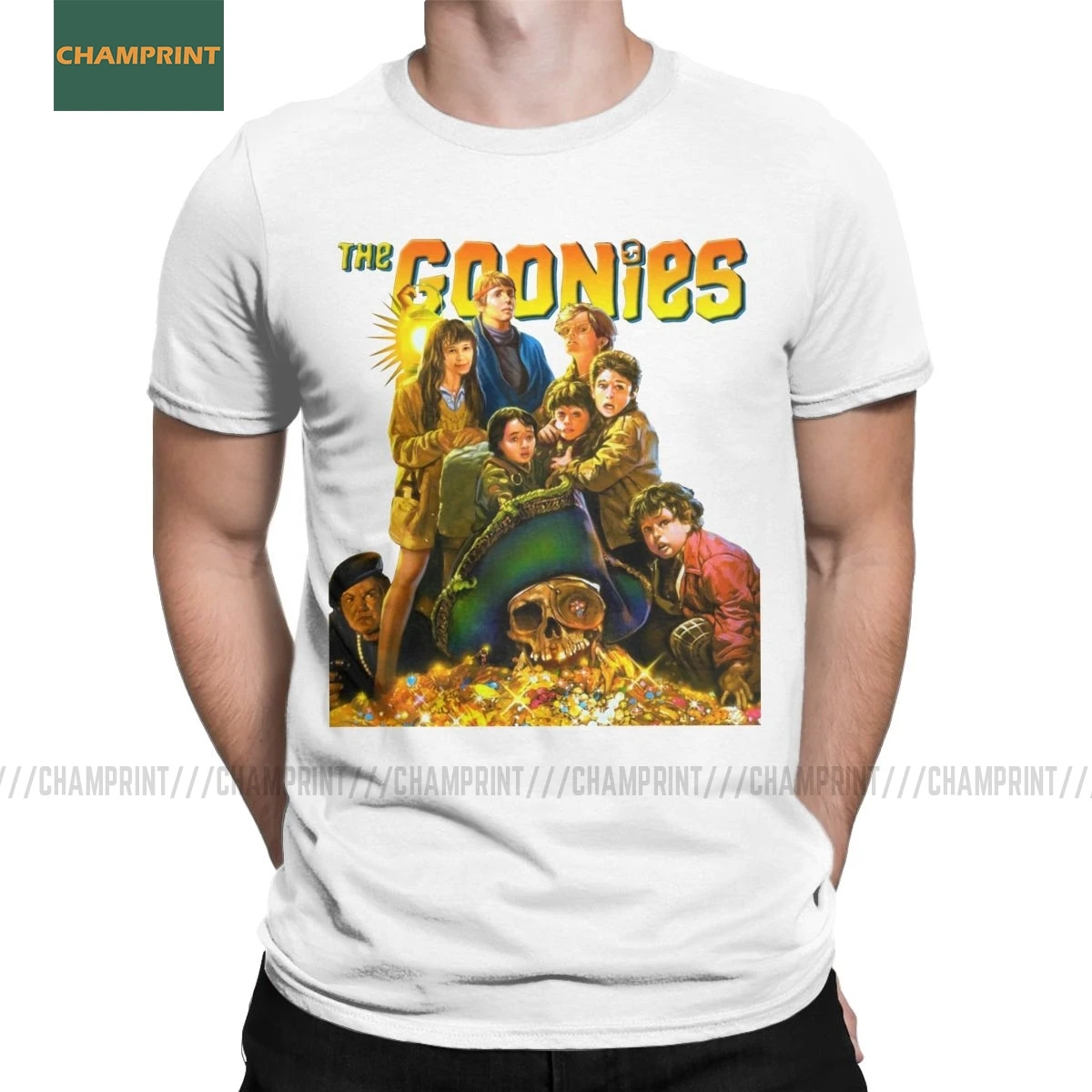 The Goonies T Shirt Men 100% Cotton T-Shirt Movie Never Say Die Sloth Chunk Fratelli Skull Pirates Tees Short Sleeve Tops | Мужская
