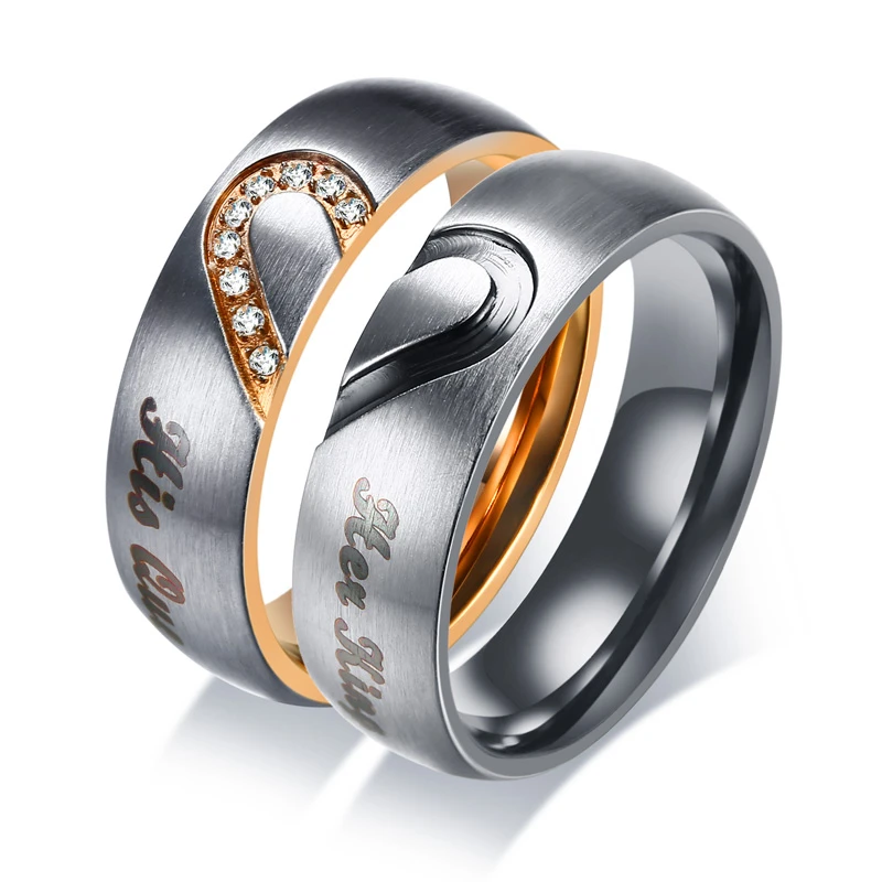Vnox ее король его королева пара обручальное кольцо из нержавеющей стали CZ камень годовщина, обещание кольцо для женщин и мужчин