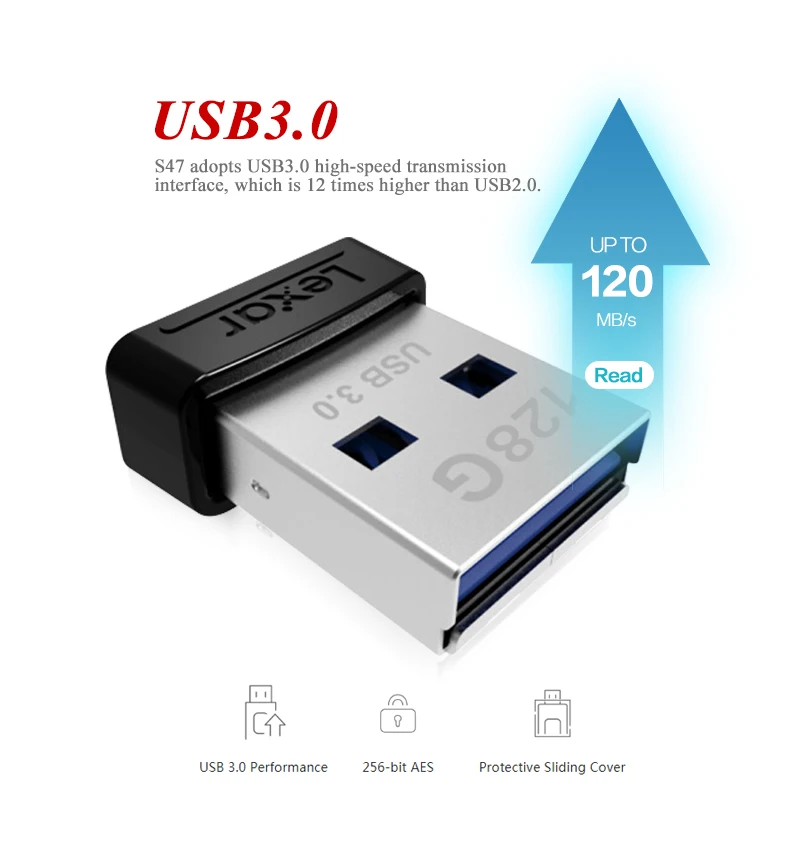 USB 3,0 Lexar JumpDrive S47 USB флэш-накопитель 128 ГБ Высокое Скорость 120 МБ/с. мини U диск 32 Гб 64 ГБ флэш-накопитель USB флеш-накопитель