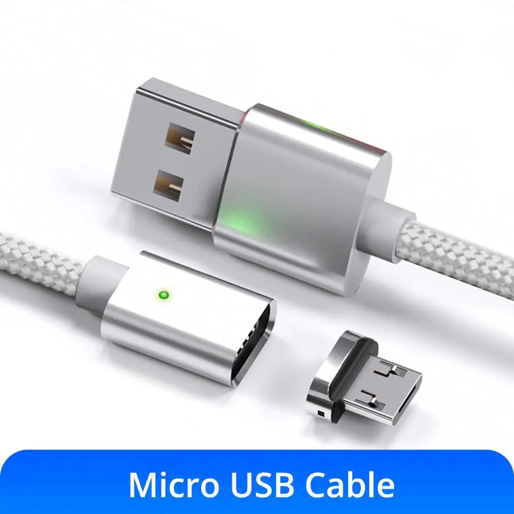 Ankndo Магнитный Micro usb type C кабель для быстрой зарядки светодиодный магнитный кабель для синхронизации данных для мобильных телефонов Android - Цвет: white add micro plug