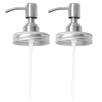 

2Pc Metal Wide Mouth Soap Dispenser Replacement Bathroom Shampoo Conditioner Lotion Lids Pump with Plastic Jar Tube for Kitchen