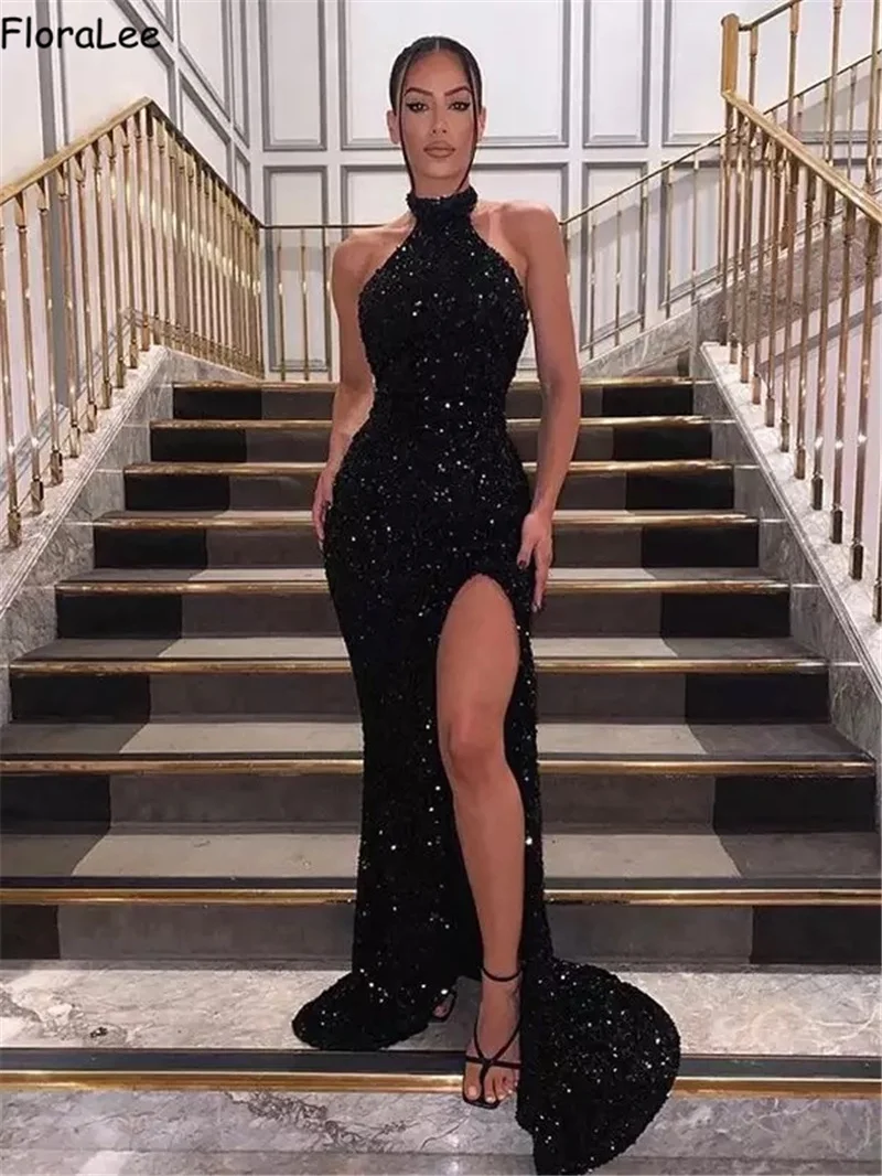 Hot Evening Dresses Halter Sleeveless 