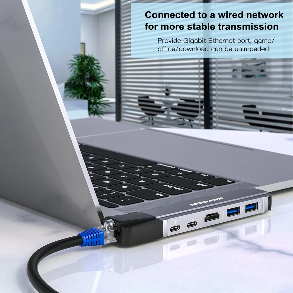 KEYSION usb-хаб C концентратор для нескольких USB 3,0 HDMI адаптер USB разветвитель для MacBook Pro док-станция Thunderbolt 3 концентратор RJ45 Двойной Концентратор USB Type C