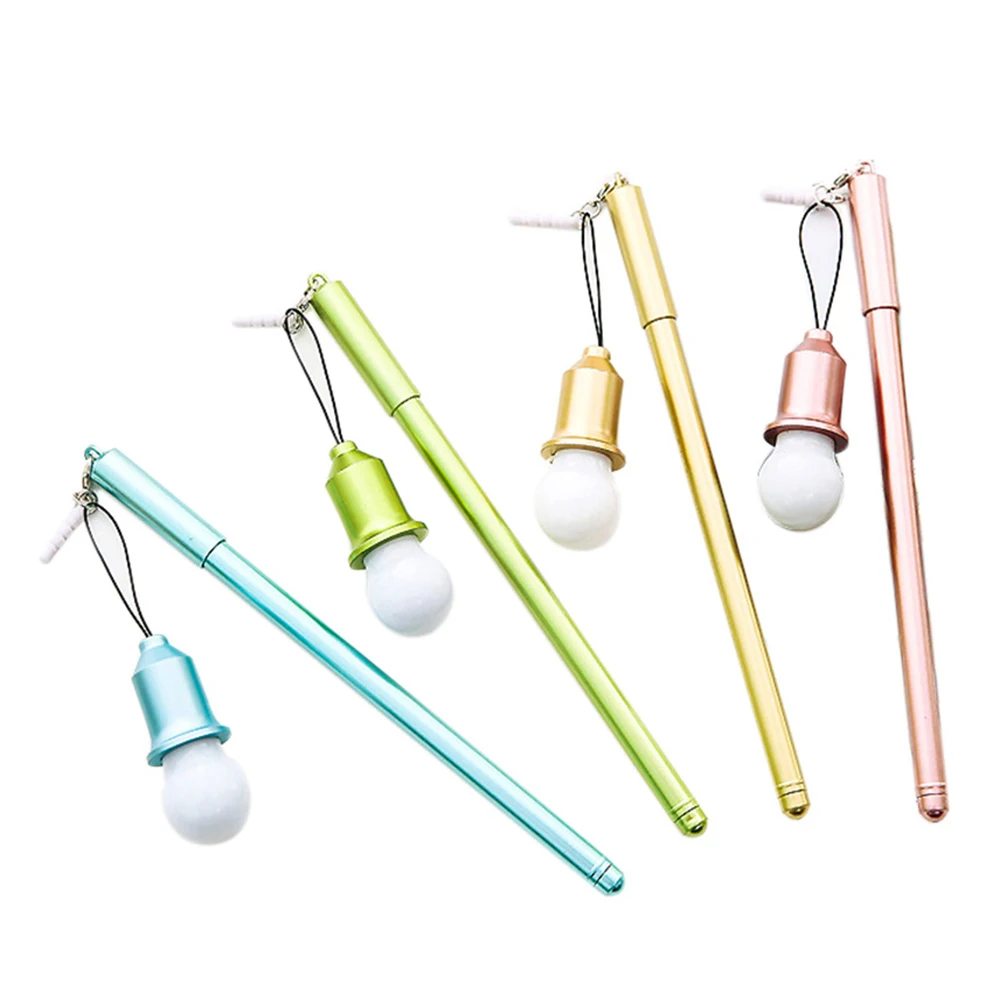 1pc Creative Neutral Pen With Glowing Light Bulb Pendant Official School Supplies Kid'S Gift Home Decor Ornament | Канцтовары для