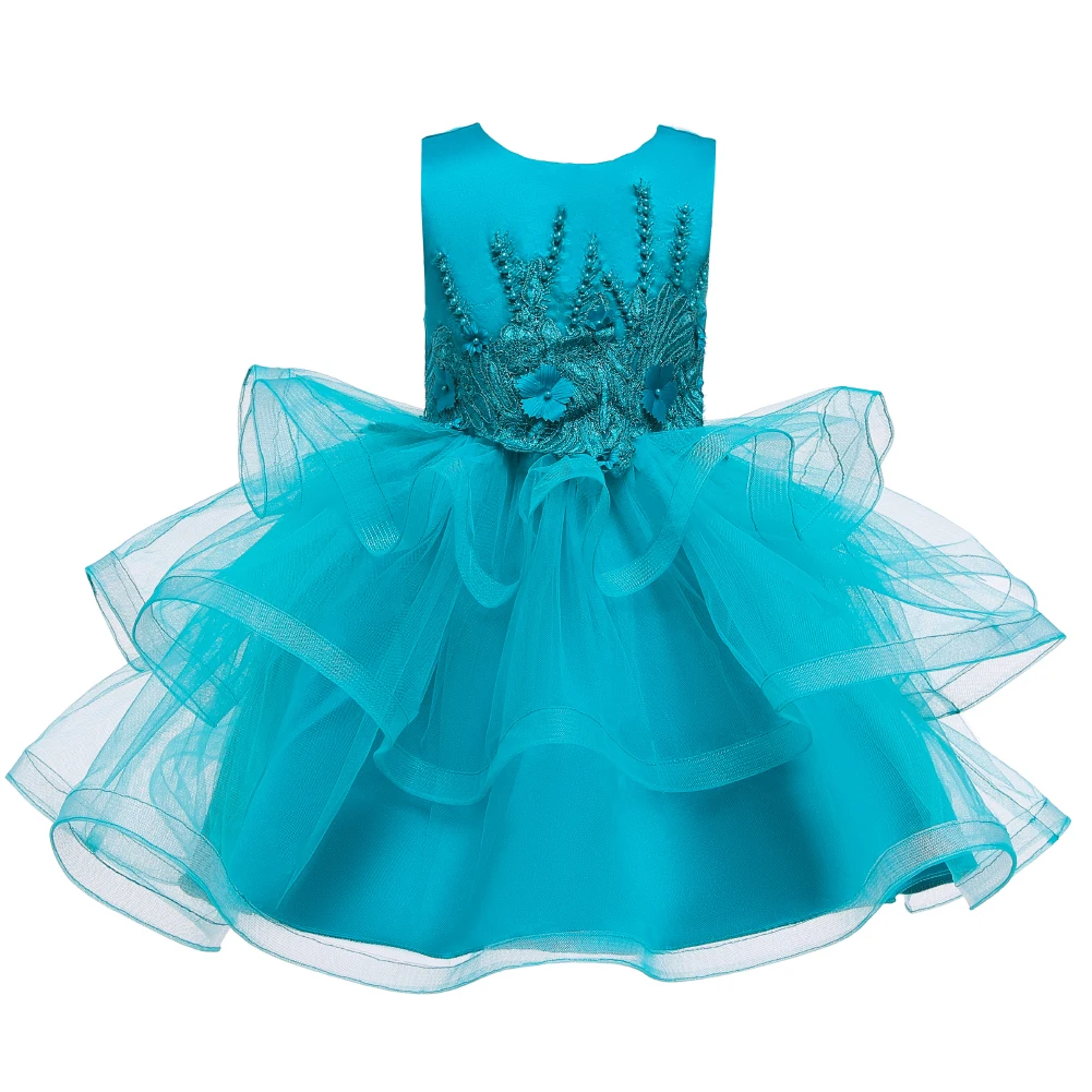 Платье принцессы для девочек детское платье с бусинами и помпонами платье для маленьких девочек рождественское платье для выступлений одежда для девочек от 3 до 13 лет