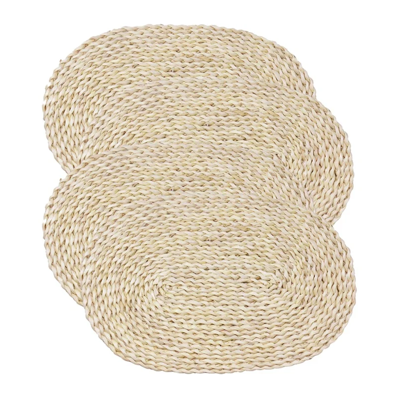 Corn Straw Woven Placemats Oval Rattan Placemats Braided Dining Table