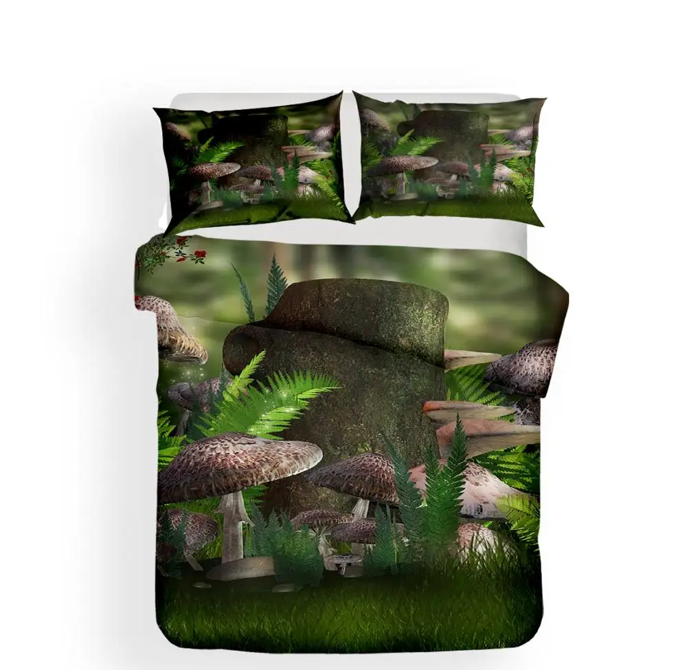 Натуральный вид лес постельный комплект Dreamland постельное белье набор Гриб Солнечный пододеяльник набор двойной полный королева король размер постельное белье
