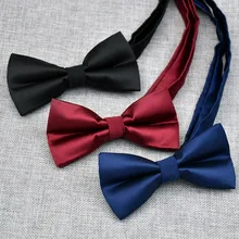 

Bow tie men's solid color monochrome flat bow tie double-layer design solid color bow tie