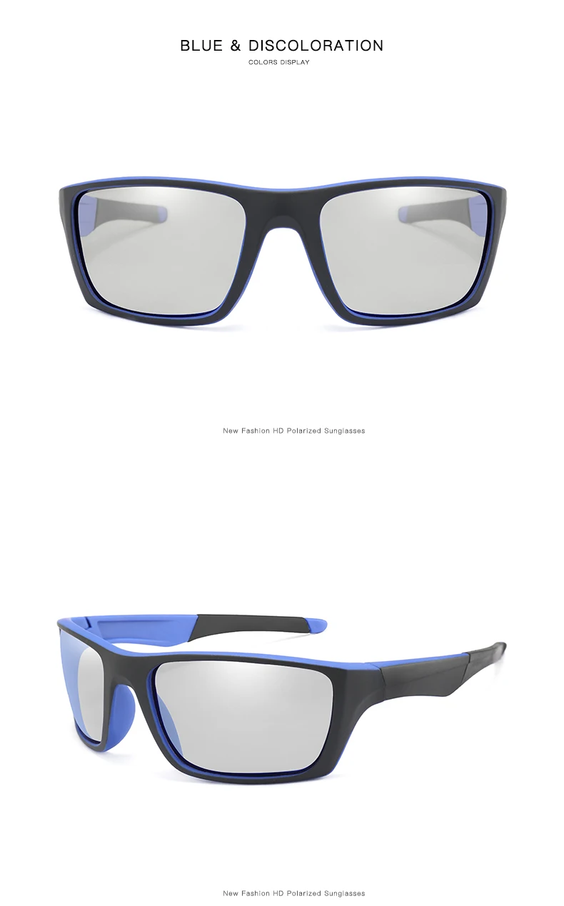 Фотохромные поляризованные солнцезащитные очки для мужчин и женщин, квадратные цветные солнцезащитные очки для вождения, рыбалки, спортивные очки для мужчин