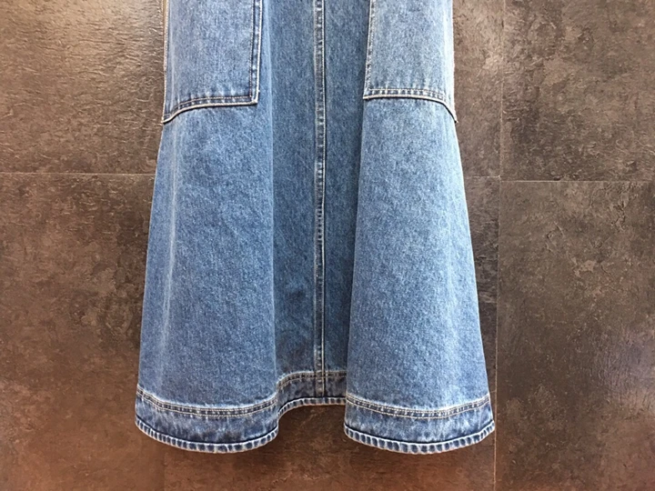 new winter women's double pocket denim strap dress street 1220