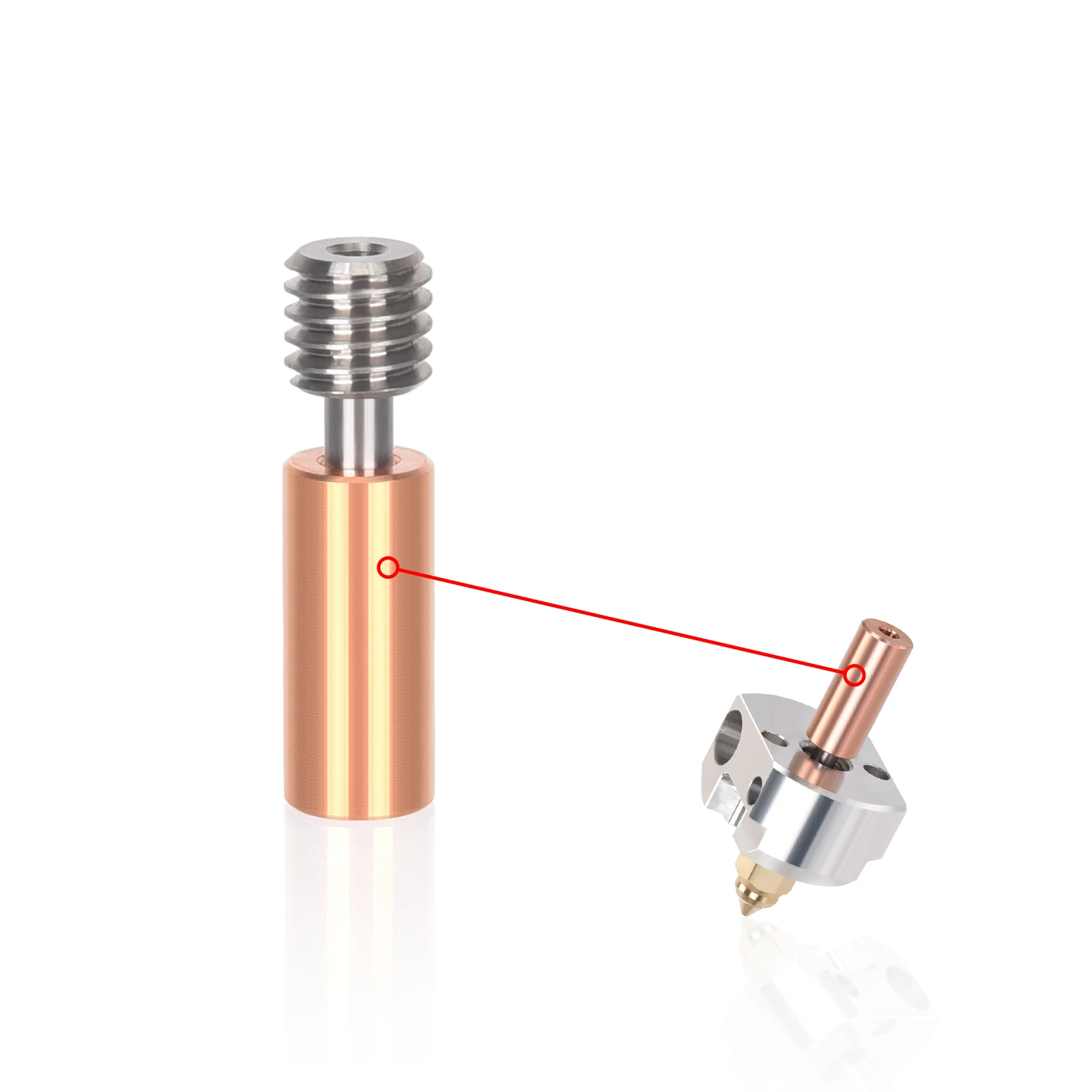 Extrusora Todo o Heatbreak do Metal Liga de Titânio Garganta do Aço Inoxidável para a Elevação Mk8 Hotend Ender3 v2 3d Printer Parts Biqu-h2 - Imagem 4