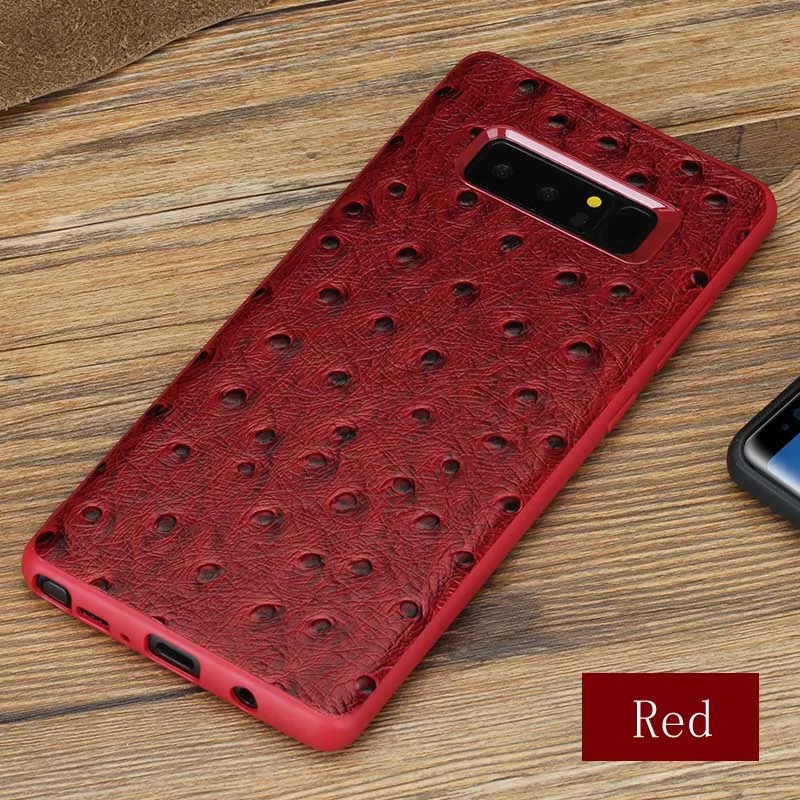 Красный Роскошный чехол для телефона из натуральной кожи для samsung S8 S9 Plus, чехол с текстурой страуса, все включено, чехол s для A50 A70 J5 J7 Note 8 - Цвет: Красный