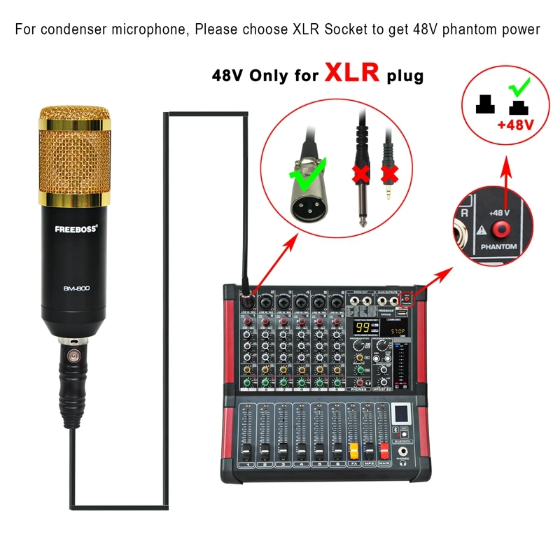 MINI6-P 6 каналов мощность микшерный пульт усилитель Bluetooth запись 99 DSP эффект 2x170 Вт Профессиональный USB аудио микшер