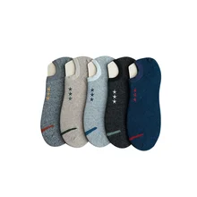 Japan Fashion Breathable Colored Toe Stripe Embroidery with Stars Cotton Low Cut Men Socks