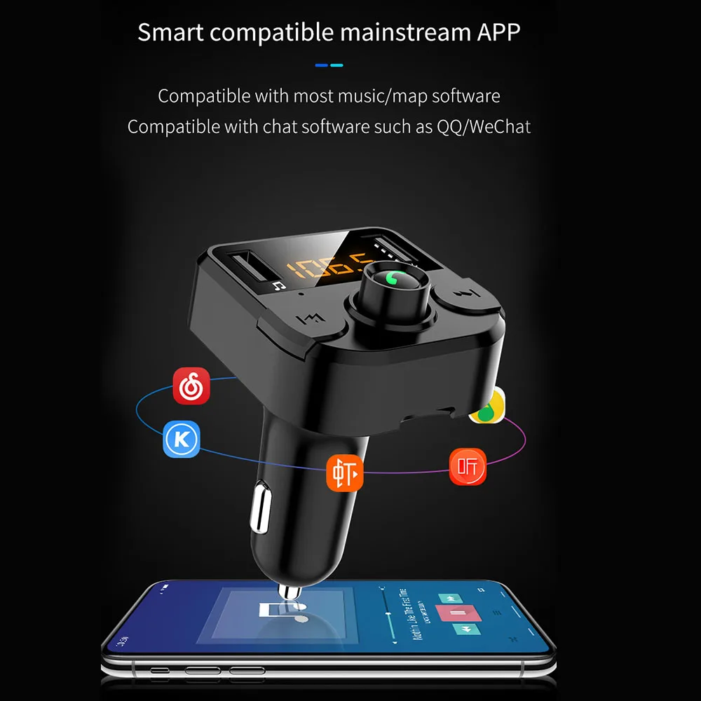 Автомобильный 12-24 В BT36B Bluetooth 5,0 автомобильный комплект MP3-плеер fm-передатчик с двойным USB зарядное устройство для устройства Handsfree музыкальный аудио приемник