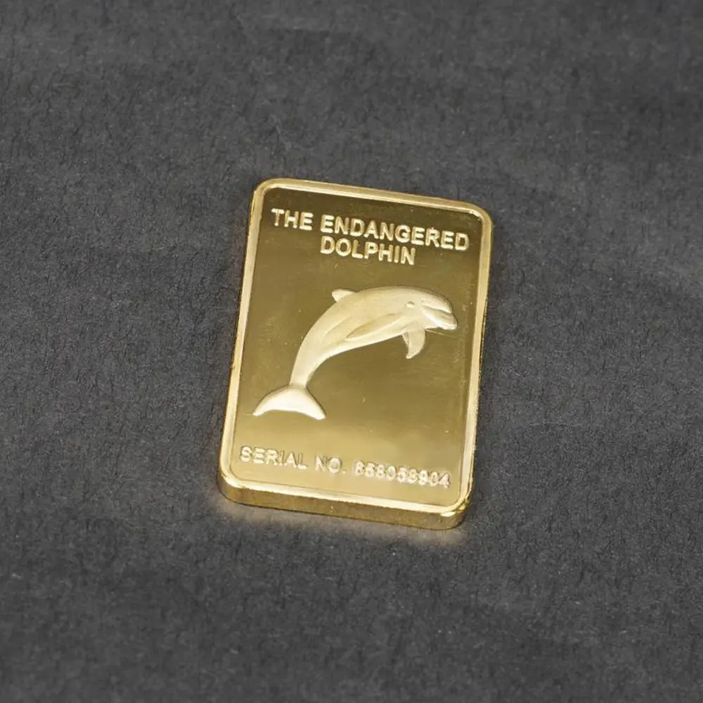 Дельфин памятная монета квадратная Золотая слитка барные сувениры украшения современный Сувенир Монета подарки украшение дома коллекционные