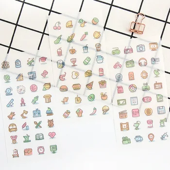 

6Sheets/Pack Novelty Small Labels Decoration Scrapbooking Stickers Transparent PVC Stationery Diary Stickers